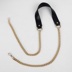 Ручка для сумки, с плоскими цепочками и карабинами, 120 × 3 см, цвет чёрный/золотой арт. 9898276