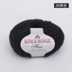 Пряжа Альпака Мохер Файн с пайетками цвет 29 чёрный