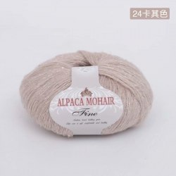 Пряжа Альпака Мохер Файн с пайетками цвет 24 молочно-бежевый