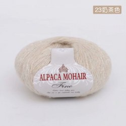 Пряжа Альпака Мохер Файн с пайетками цвет 23 сливочный