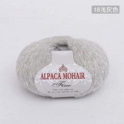 Пряжа Альпака Мохер Файн с пайетками цвет 18 серебристый