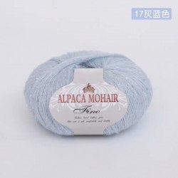 Пряжа Альпака Мохер Файн с пайетками цвет 17 нежно-голубой