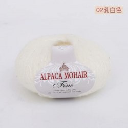 Пряжа Альпака Мохер Файн с пайетками цвет 02 белый