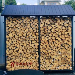 Уличная металлическая дровница КУБ-2М с сеткой (Pionehr)