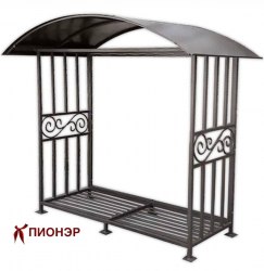 Уличная дровница "КУБ" с большой крышей