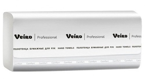 Полотенца бумажные листовые Veiro Professional Lite, Z-сложение, 2-слойные, белые, 200 листов, 21 пачка в коробке Veiro Z-200