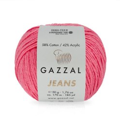 Gazzal Jeans, цвет 1136 ярко розовый Gazzal 58% хлопок, 42% акрил, длина в мотке 170 м.