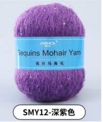 Menca Sequin Mohair цвет 12 Menca 28% мохер, 39% акрил, 30% шерсть, 5% пайетки, длина в мотке 400 м.
