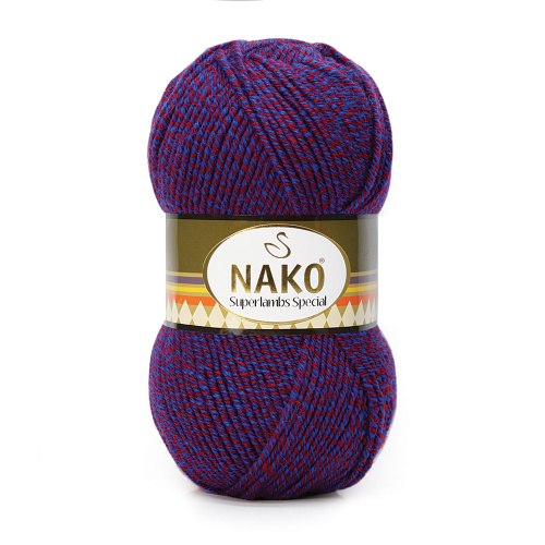 Nako Superlambs Special цвет 21364 сине-красный меланж Nako 49% шерсть, 51% акрил, длина в мотке 200 м.