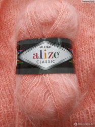 Alize Mohair Classik, цвет 145 персик Alize 25% мохер, 24% шерсть, 51% акрил, длина в мотке 200 м.