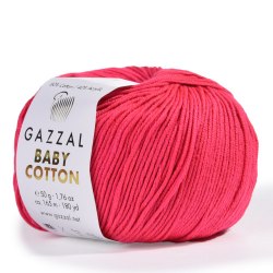 Пряжа Gazzal Baby Cotton цвет 3415 ягодный Gazzal 60% хлопок, 40% акрил. Моток 50 гр. 165 м.