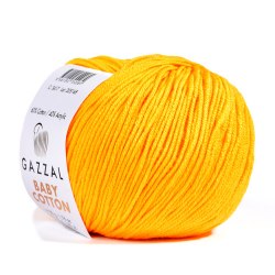 Пряжа Gazzal Baby Cotton цвет 3417 желтый Gazzal 60% хлопок, 40% акрил. Моток 50 гр. 165 м.
