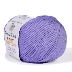 Пряжа Gazzal Baby Cotton цвет 3420 сиреневый Gazzal 60% хлопок, 40% акрил. Моток 50 гр. 165 м.