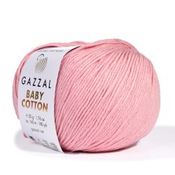 Пряжа Gazzal Baby Cotton цвет 3444 розовый Gazzal 60% хлопок, 40% акрил. Моток 50 гр. 165 м.