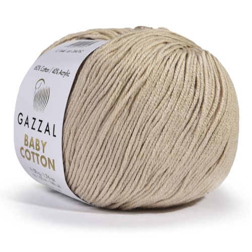 Пряжа Gazzal Baby Cotton цвет 3446 капучино Gazzal 60% хлопок, 40% акрил. Моток 50 гр. 165 м.