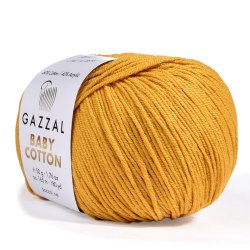 Пряжа Gazzal Baby Cotton цвет 3447 горчица Gazzal 60% хлопок, 40% акрил. Моток 50 гр. 165 м.
