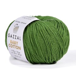 Пряжа Gazzal Baby Cotton цвет 3449 хаки Gazzal 60% хлопок, 40% акрил. Моток 50 гр. 165 м.