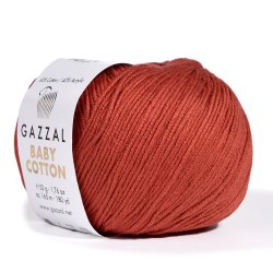 Пряжа Gazzal Baby Cotton цвет 3453 кирпичный Gazzal 60% хлопок, 40% акрил. Моток 50 гр. 165 м.