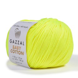 Пряжа Gazzal Baby Cotton цвет 3462 лимон Gazzal 60% хлопок, 40% акрил. Моток 50 гр. 165 м.