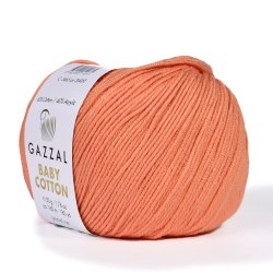Пряжа Gazzal Baby Cotton цвет 3465 персик Gazzal 60% хлопок, 40% акрил. Моток 50 гр. 165 м.
