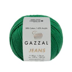 Gazzal Jeans, цвет 1146 зеленый Gazzal 58% хлопок, 42% акрил, длина в мотке 170 м.