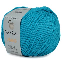 Gazzal Jeans, цвет 1147 бирюза Gazzal 58% хлопок, 42% акрил, длина в мотке 170 м.