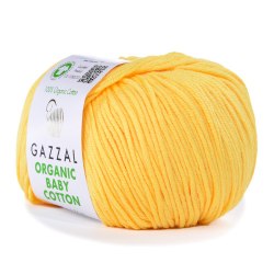Gazzal Organic Baby Cotton цвет 446 желтый Gazzal 100% органический хлопок, длина 115 м в мотке