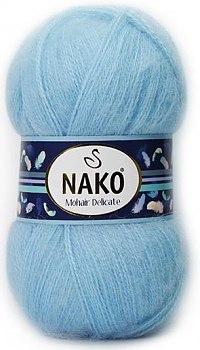 Nako Mohair Delicate цвет 6119 голубой. ОСТАТОК 1 моток!!! Nako 5% мохер, 10% шерсть, 85% акрил. Моток 100 гр. 500 м.