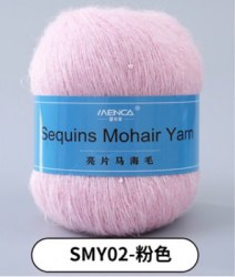 Menca Sequin Mohair цвет 02 Menca 28% мохер, 39% акрил, 30% шерсть, 5% пайетки, длина в мотке 400 м.