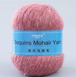 Menca Sequin Mohair цвет 16 Menca 28% мохер, 39% акрил, 30% шерсть, 5% пайетки, длина в мотке 400 м.