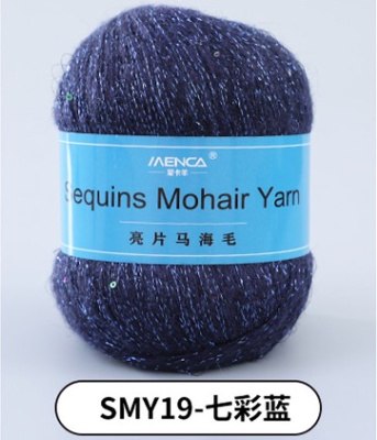 Menca Sequin Mohair цвет 19 Menca 28% мохер, 39% акрил, 30% шерсть, 5% пайетки, длина в мотке 400 м.