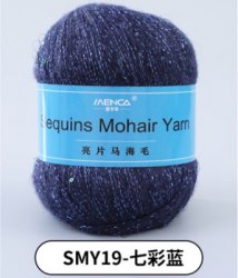 Menca Sequin Mohair цвет 19 Menca 28% мохер, 39% акрил, 30% шерсть, 5% пайетки, длина в мотке 400 м.