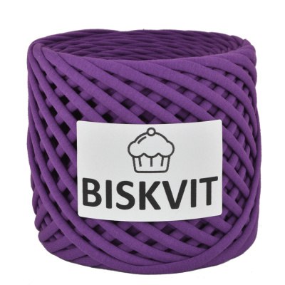 Трикотажная пряжа Бисквит, цвет Виноград Biskvit 100% хлопок. Лицевая нарезка. Турецкий трикотаж. Ширина 7+-1 мм. Длина 100+- 10 м.