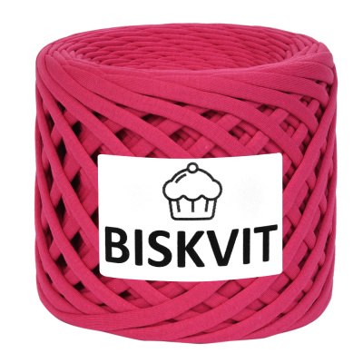 Трикотажная пряжа Бисквит, цвет Малина Biskvit 100% хлопок. Лицевая нарезка. Турецкий трикотаж. Ширина 7+-1 мм. Длина 100+- 10 м.