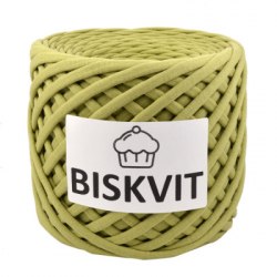 Трикотажная пряжа Бисквит, цвет Олива Biskvit 100% хлопок. Лицевая нарезка. Турецкий трикотаж. Ширина 7+-1 мм. Длина 100+- 10 м.