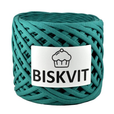 Трикотажная пряжа Бисквит, цвет Петроль Biskvit 100% хлопок. Лицевая нарезка. Турецкий трикотаж. Ширина 7+-1 мм. Длина 100+- 10 м.