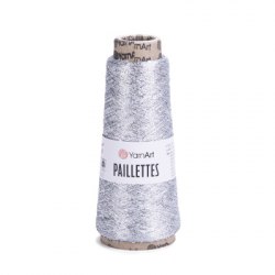 YarnArt Paillettes цвет 8001 серебро Yarn Art 75% металлик полиэстер, 25% пайетки полиэстер, моток 50 гр. длина в мотке 800 м.