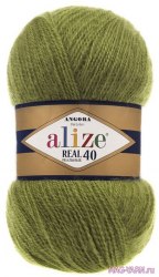 Alize Angora Real 40 цвет 758 оливковый. ОСТАТОК 2 мотка!!! Alize 40% шерсть, 60% акрил, длина 480м в мотке