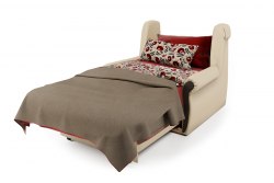 Кресло-кровать «Аккорд М» экокожа беж и серый шенилл