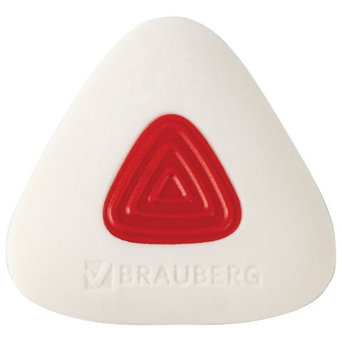 Ластик BRAUBERG "Trios PRO", 36х36х9 мм, белый, треугольный