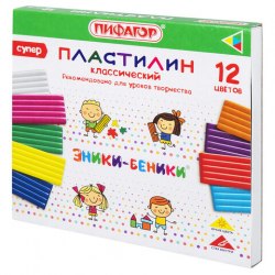 Пластилин классический ПИФАГОР "ЭНИКИ-БЕНИКИ СУПЕР", 12 цветов