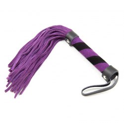 Флоггер пурпурный из замши с плетеной рукояткой "Вираж" / арт. 20082-3ф