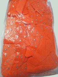 Колготки ярко-оранжевые в сетку с вырезами (отделка стразами) / арт. 20083-49ор