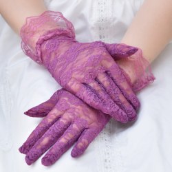 Перчатки фиолетовые кружевные короткие с воланом / арт. 20083-15ф