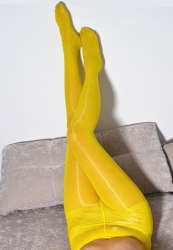 Блестящие гладкие силиконовые колготки (желтый) / арт. 21062-11ж