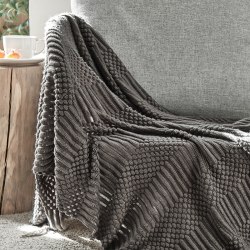 Плед из акрила темно-серого цвета "Nordic" (130*220) / арт. 222-48тс