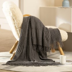 Плед из акрила темно-серого цвета "Nordic" (130*220) / арт. 222-48тс