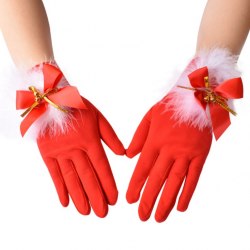 Перчатки красные короткие "Рождество" / арт. 21111-28