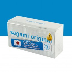 Презервативы полиуретановые Sagami "Увеличенные EXTRA LUB" 0.02 (12 шт, Япония) / арт. пп-22с