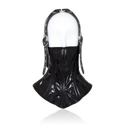 Открытый шлем с бондажом на шею из лакированной кожи/ арт. 221-66